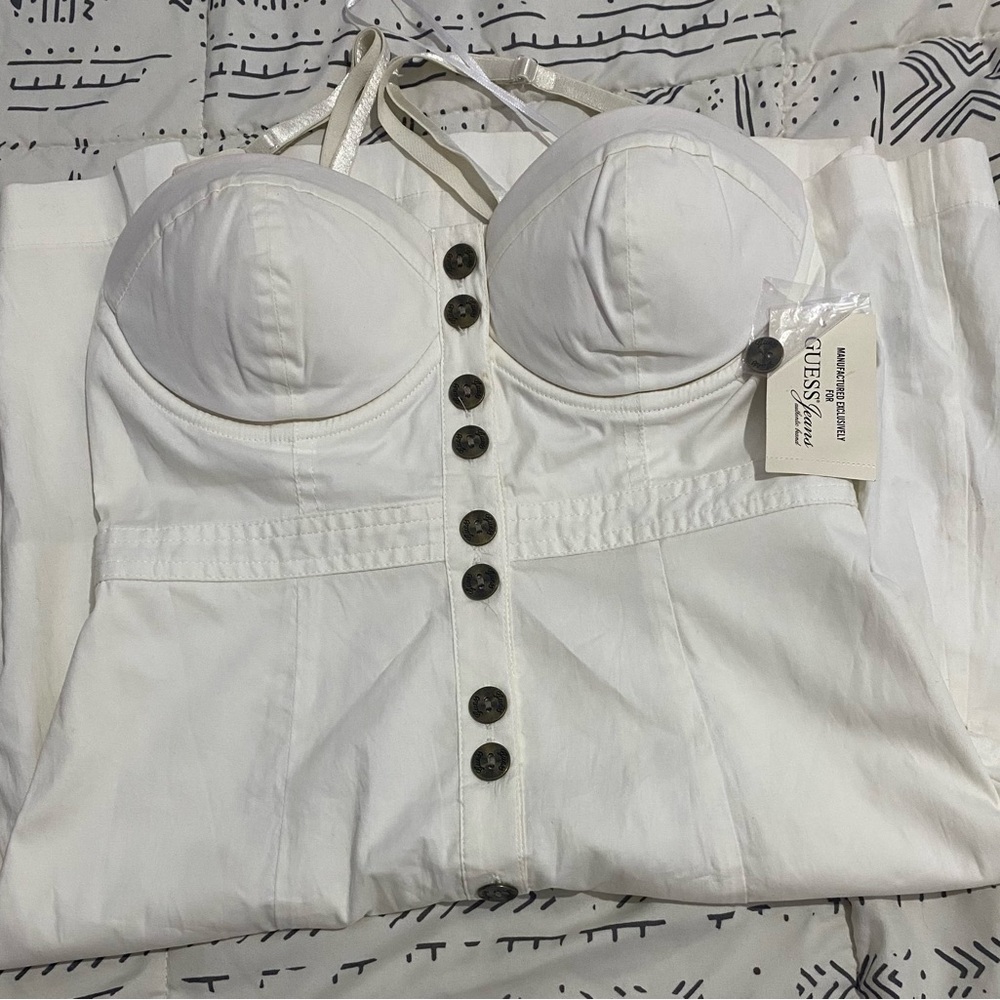 Guess Ivory Button-Front Dress - Picture 7 of 8